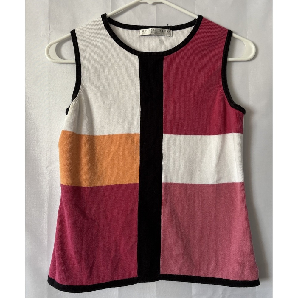 Women's Geoffrey Beene Sport Colorblock Ribbed Knit Sleeveless Tank Top Sweater